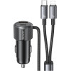 Usams Ladowarka Samochodowa Yt Series CC287 66W 1xUSB-A 1xUSB-C + Kabel 2w1 USB-C/Lightning Tarnish - (CC287CC01)