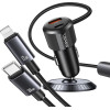 Usams Ladowarka Samochodowa Yt Series CC287 66W 1xUSB-A 1xUSB-C + Kabel 2w1 USB-C/Lightning Tarnish - (CC287CC01)