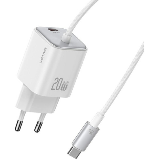 Usams Ladowarka Sieciowa Jc Series CC261 20W Gan Mini Fast Charger 2xUSB-C Bialy - (CC261TC02)