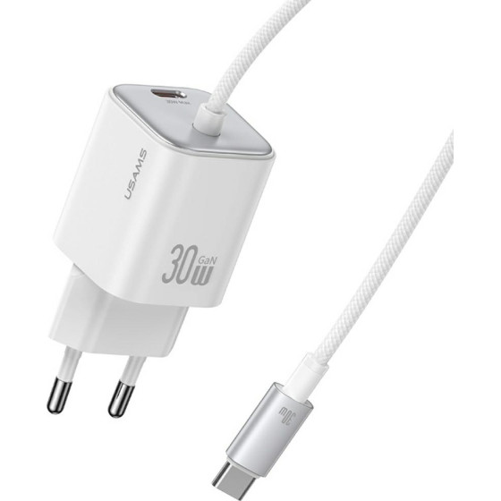 Usams Ladowarka Sieciowa Jc Series CC264 30W Gan Mini Fast Charge 2xUSB-C Bialy - (CC264TC02)