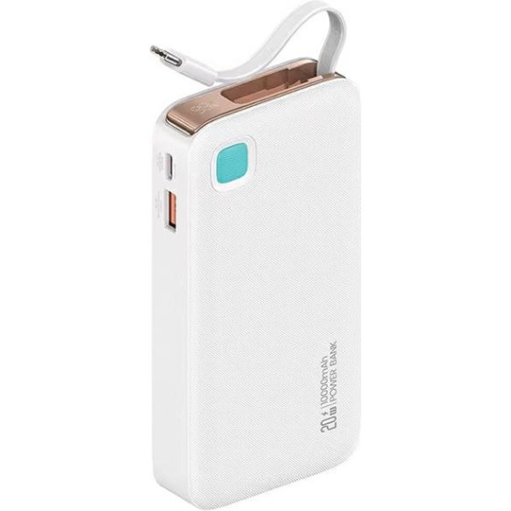 Usams Powerbank Ze Zwijanym Kablem USB-Cretractable 10000 Mah Pd 20W Fast Charge Xy Series bialy/White (US-CD224) - (10KCD22402)