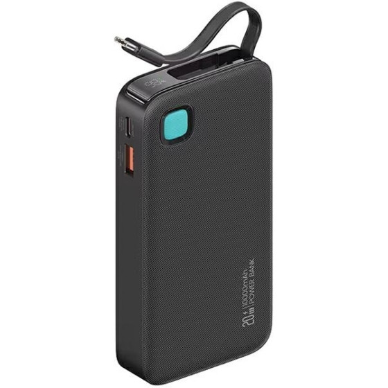 Usams Powerbank Ze Zwijanym Kablem USB-Cretractable 10000 Mah Pd 20W Fast Charge Xy Series czarny/Black 10KCD22401�(US-CD224) - (10KCD22401)
