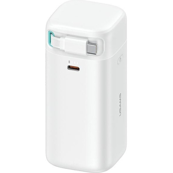 Usams Powerbank Ze Zwijanym Kablem USB-Cretractable 18000 Mah PD45W Fast Charge Xmf Series bialy/White (US-CD216) - (20KCD21602)