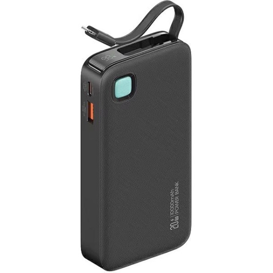 Usams Powerbank Ze Zwijanym Kablemretractable Lightning 10000 Mah Pd 20W Fast Charge Xy Series czarny/Black (US-CD225) - (10KCD22501)