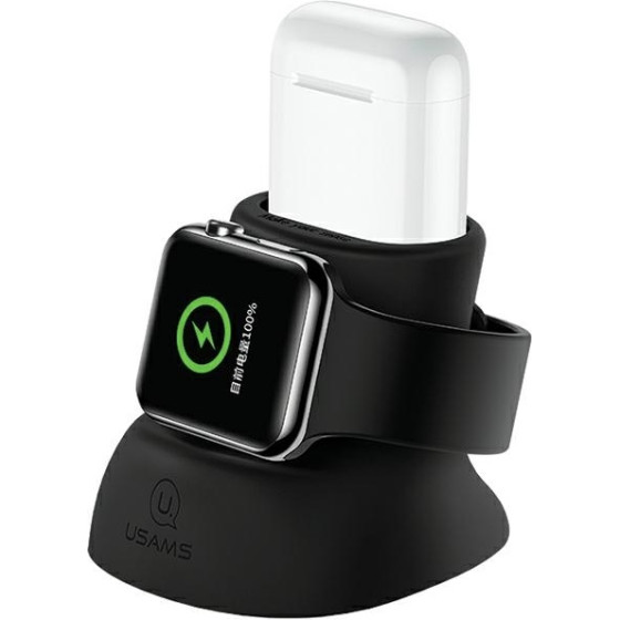 Usams Silikonowy Stojak 2w1 Do Ladowaniaapple Watch i Airpods czarny/Black (US-ZJ051) - (ZJ51ZJ01)