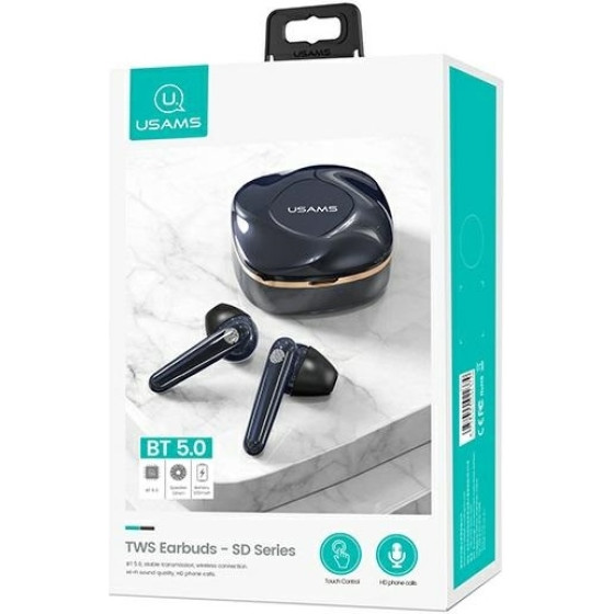 Usams Sluchawki Bluetooth 5.0 Tws Sdseries Bezprzewodowe niebieski/Gem Blue - (BHUSD02)