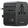 Usams Travel Charger Adapter CC308 2xUSB-C 17W 4in1 US/AU/EU/Uk Black - (CC308TC01)