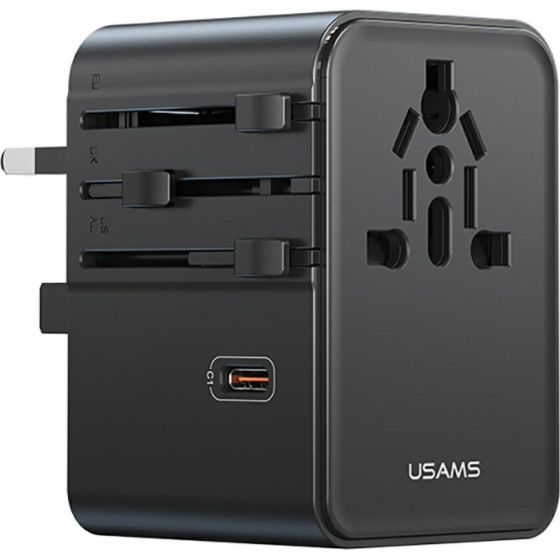 Usams Travel Charger Adapter CC310 3xUSB-C 70W 4in1 US/AU/EU/Uk Black - (CC310TC01)