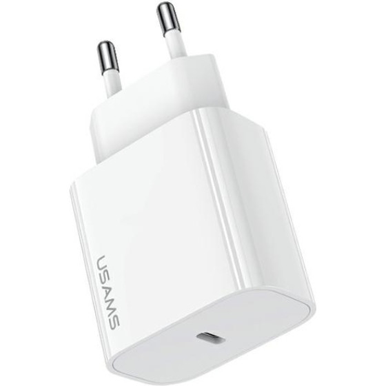 Usams Wall Charger 1xUSB-C T65 PD20W (Only head) Pd Fast Charging White (US-CC226) - (CC226TC01)