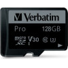 Verbatim 128GB Microsd Card + Adapter Pro U3 Black - (47044)