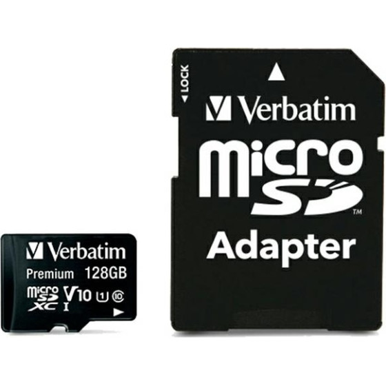 Verbatim 128GB Microsdxc Card V10 + Adapter Black - (44085)