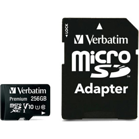 Verbatim 256GB Microsdxc Card V10 + Adapter Black - (44087)