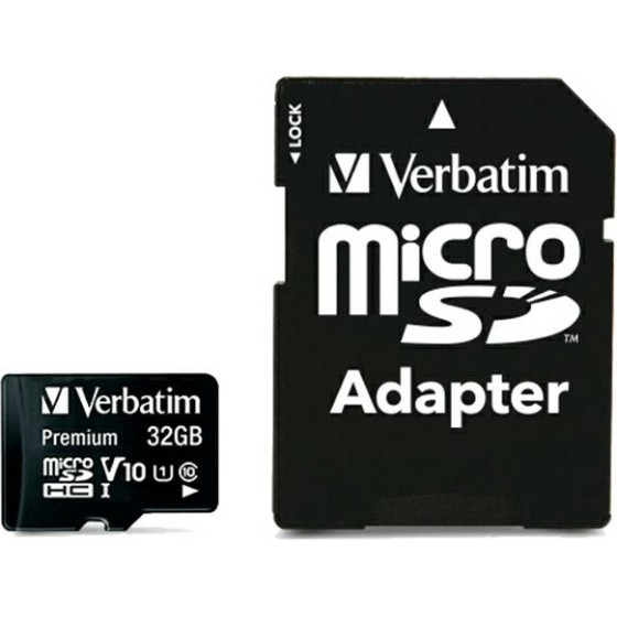 Verbatim 32GB Microsdhc Card V10 + Adapter Black - (44083)