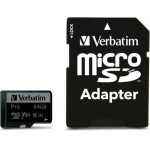 Verbatim 64GB Microsd Card + Adapter Pro U3 Black - (47042)