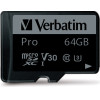 Verbatim 64GB Microsd Card + Adapter Pro U3 Black - (47042)
