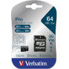 Verbatim 64GB Microsd Card + Adapter Pro U3 Black - (47042)