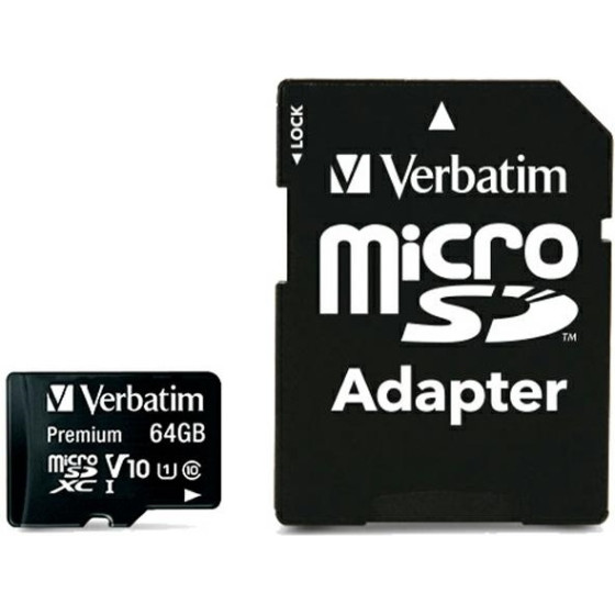 Verbatim 64GB Microsdxc Card V10 + Adapter Black - (44084)