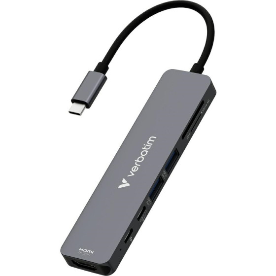 Verbatim Adapter Hub HDMI/USB-C 3.2/USB-C/2xUSB-A 3.2/SD/Microsd Aluminum - (32158)