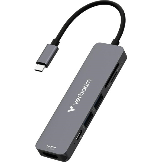 Verbatim Adapter Hub USB-C/HDMI/USB-A 3.2/USB-A 2.0/SD/Microsd Aluminum - (32156)