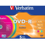 Verbatim DVD-R Colour Slim Disc 4.7GB 16X 5pCs Multicolored - (43557)