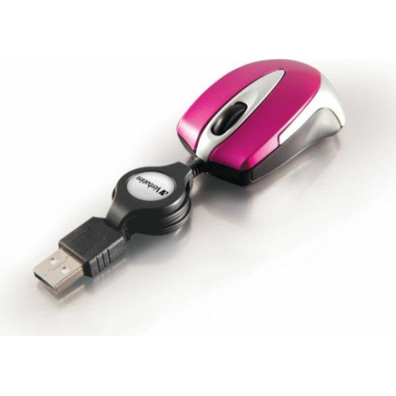 Verbatim Go Mini Optical Mouse USB-A 1000 Dpi Hot Pink - (49021)