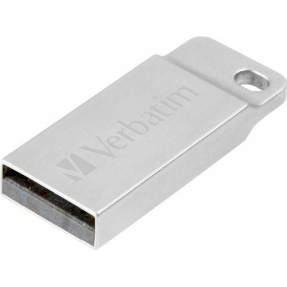Verbatim USB-A 2.0 Metal Executive Flash Drive 64GB Silver - (98750)