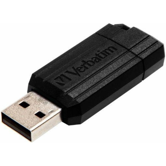 Verbatim USB-A 2.0 Pinstripe Flash Drive 16GB Black - (49063)