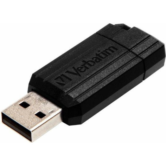 Verbatim USB-A 2.0 Pinstripe Flash Drive 64GB Black - (49065)