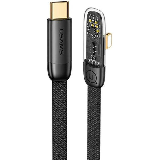 Usams Kabel Katowy USB-C Na Lightningpd 20W Fast Charging Iceflake Series 1,2m czarny/Black (US-SJ583) - (SJ583USB01)