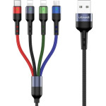 Usams Kabel Pleciony U26 4w1 3m 2AFast Charge (2xlightning/microUSB/USB-C) (US-SJ413) - (SJ413USB01)
