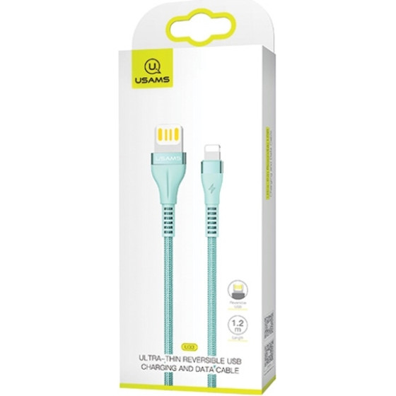 Usams Kabel Pleciony U33 Lightning 1,2m2A Fast Charging niebieski/Cyan (US-SJ360) - (SJ360USB02)