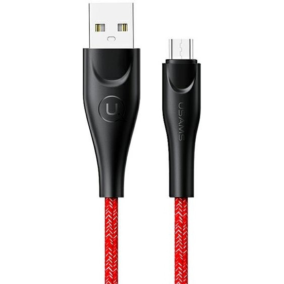 Usams Kabel Pleciony U41 Microusb 3m2A czerwony/Red (US-SJ399) Fast Charge - (SJ399USB02)