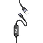 Usams Kabel Pleciony U48 Lightning 1,2m2A Fast Charging Led czarny/Black (US-SJ423) - (SJ423USB01)