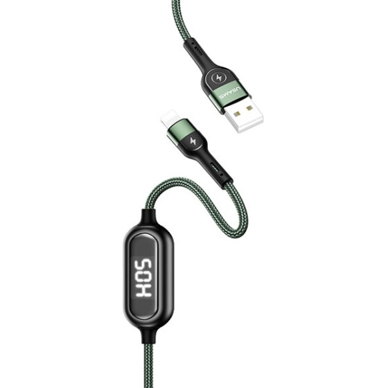 Usams Kabel Pleciony U48 Lightning 1,2m2A Fast Charging Led zielony/Green (US-SJ423) - (SJ423USB02)