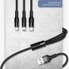 Usams Kabel Pleciony U5 3w1 1,5m 2Aczarny/Black (lightning/microUSB/USB-C) SJ2193IN101 (US-SJ219) - (SJ2193IN10)