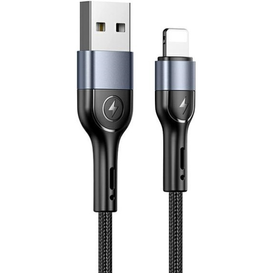 Usams Kabel Pleciony U55 2A lightningczarny/Black 1m (US-SJ448) - (SJ448USB01)