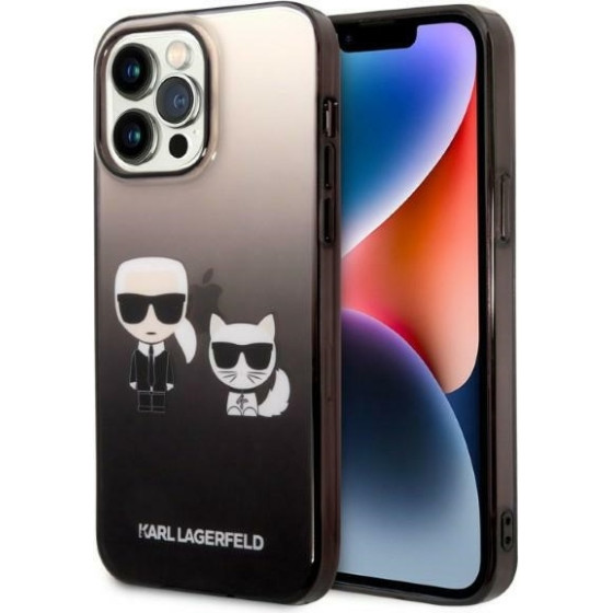 Karl Lagerfeld Iphone 14 Pro Max 6,7'' Hardcase Black Gradient Ikonik Karl & Choupette - (KLHCP14XTGKCK)