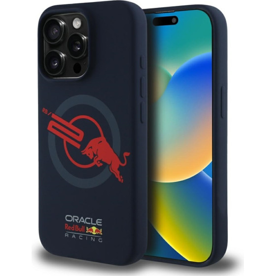 Red Bull Case Hc Silicone ORBR20 Logo Red Lining For Iphone 15 Pro Magsafe Navy Blue - (RBHMP15L24SIOLVR)