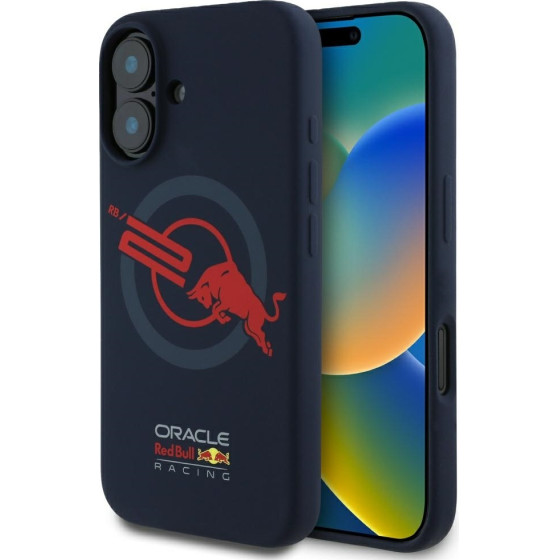Red Bull Case Hc Silicone ORBR20 Logo Red Lining To Iphone 16 Magsafe Navy Blue - (RBHMP16S24SIOLVR)
