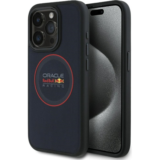 Red Bull Iphone 15 Pro 6.1'' Hardcase Navy Leather Red Ring Magsafe - (RBHMP15L24PUILVR)