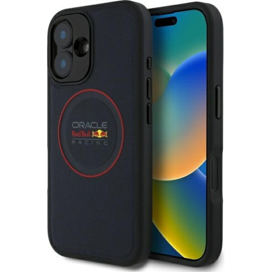 Red Bull Iphone 16 6.1'' Hardcase Navy Leather Red Ring Magsafe - (RBHMP16S24PUILVR)