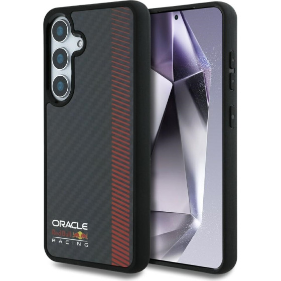 Red Bull Real Carbon Fiber Powerbar Magsafe Case For Samsung Galaxy S25+ Black - (RBHMS25M24CFGSMK)