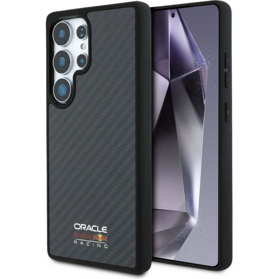 Red Bull Real Carbon Fiber Shiny Logo Magsafe Case For Samsung Galaxy S25 Ultra Black - (RBHMS25L24CFILSK)
