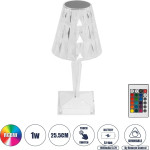 GloboStar Crystal ���������������� ����������� ��������� �������� Led 1W 100lm 360� Dc 5V IP44 Rgbw Dimmable �� �������� ��� �������� ����������� Ir ������� �������� - �11.5 x �11.5 x �25.5cm - 3 ������ ������� - (62042)
