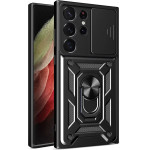 Hurtel Hybrid Armor Camshield case for Samsung Galaxy S23 Ultra Armored cover with camera cover black 9145576272800 - (Hybrid Armor Camshield Samsung S23 Ultra BLACK)