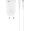 XO Wall Charger CE30 Pd 30W 1x USB-C 1x Usb White + Cable USB-C - Lightning