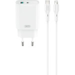 XO Wall Charger CE30 Pd 30W 1x USB-C 1x Usb White + Cable USB-C - Lightning