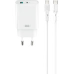 XO Wall Charger CE30 Pd 30W 1x USB-C 1x Usb White + Cable USB-C - USB-C