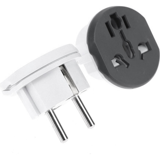Techsuit - Travel Adapter - For Uk / Us / Au To EU, 16A, 250V, German Standard Design - Grey / White - (C529)