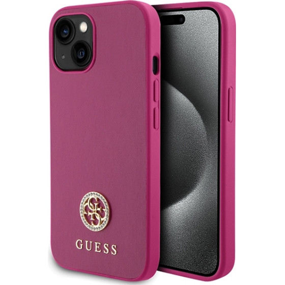 Guess Iphone 15 / 14 /13 6.1'' Pink Hardcase Strass Metal Logo - (GUHCP15SPS4DGPP)